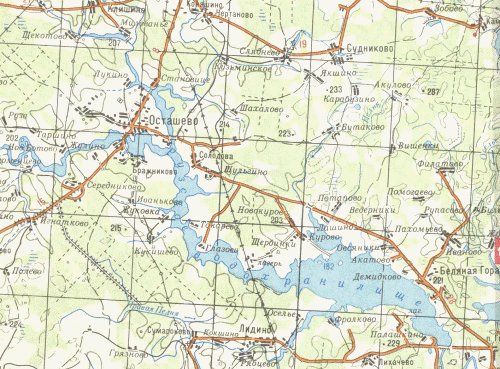 Карта Рузского водохранилища